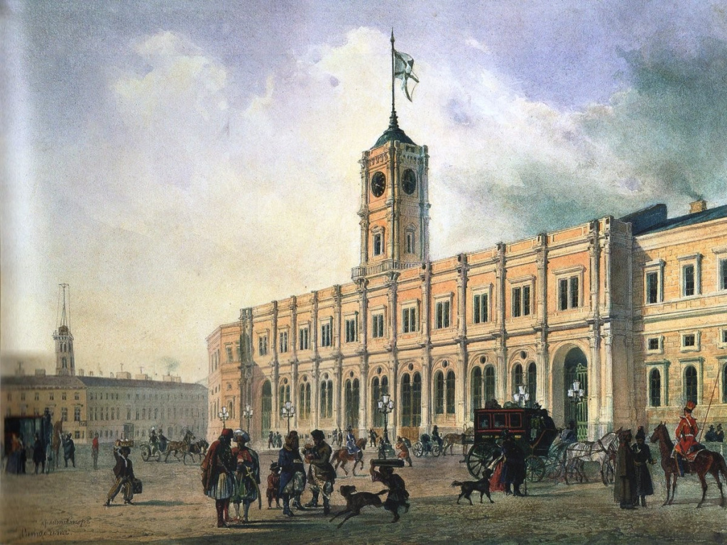 А.-В. Петцольт. Площадь перед Николаевским вокзалом. 1851 г.